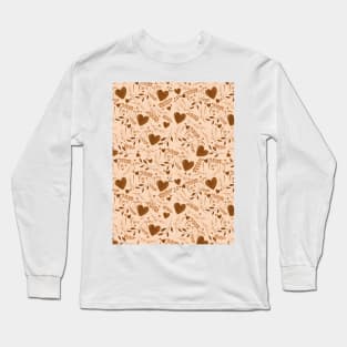 I love you typography sign seamless pattern sepia Long Sleeve T-Shirt